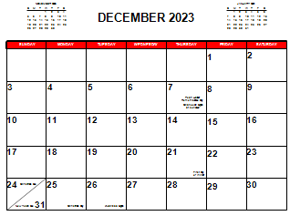 Small Picture of a December 2023 Calendar
