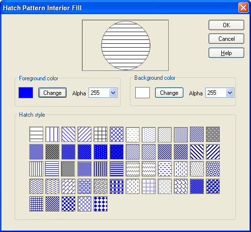 This shows the hatch fill dialog box